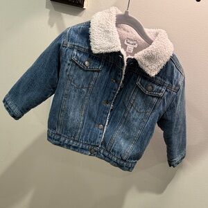 Splendid Blue Denim Jacket with Cream Sherpa Collar